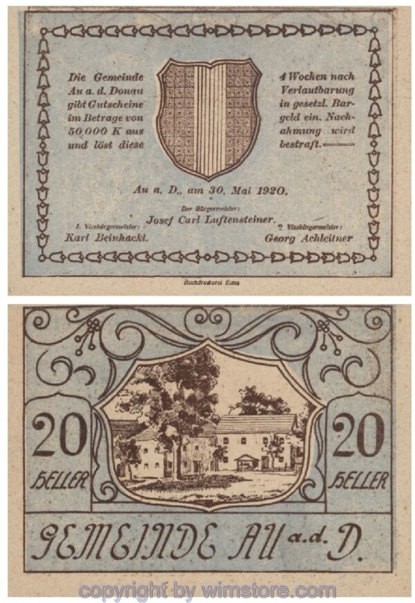 Au an der Donau, G0064, 20 Heller; 1