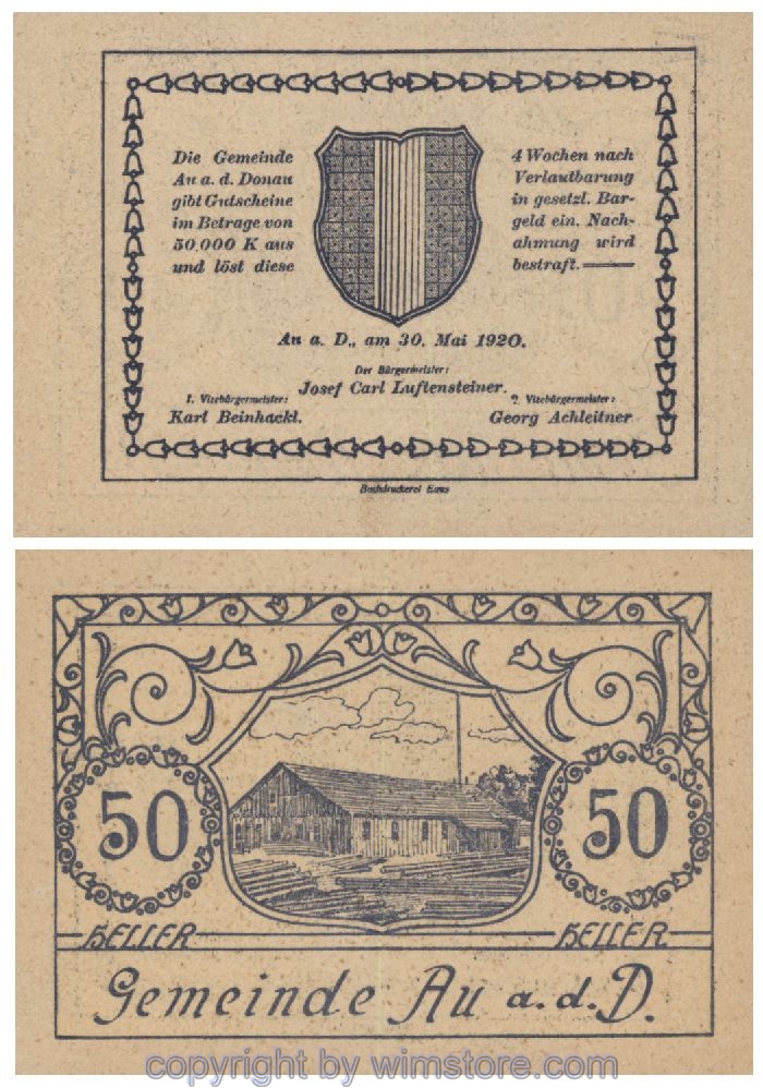 Au an der Donau, G0064, 50 Heller; 1-