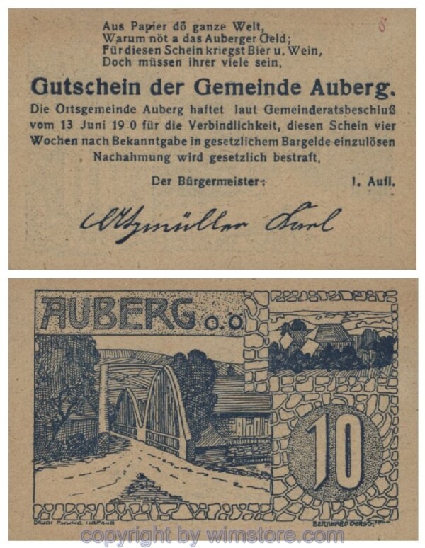 Auberg, G0066ax, 10 Heller, Fehldruck; 1-