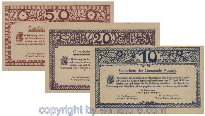 Aurach, G0068a, Serie 10, 20 50 Heller; 1