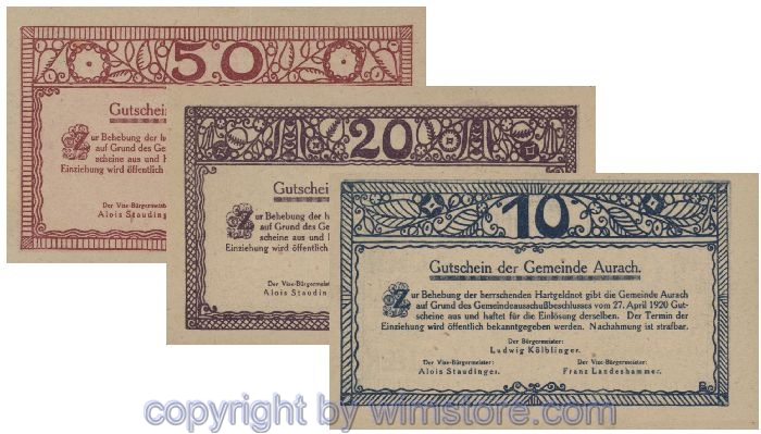 Aurach, G0068a, Serie 10, 20 50 Heller; 1-