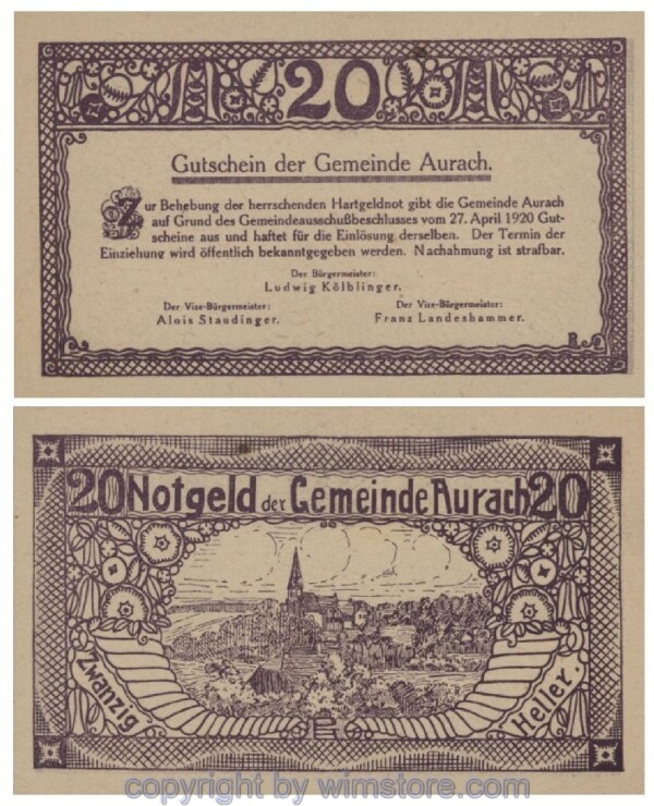 Aurach, G0068a, 20 Heller; 1