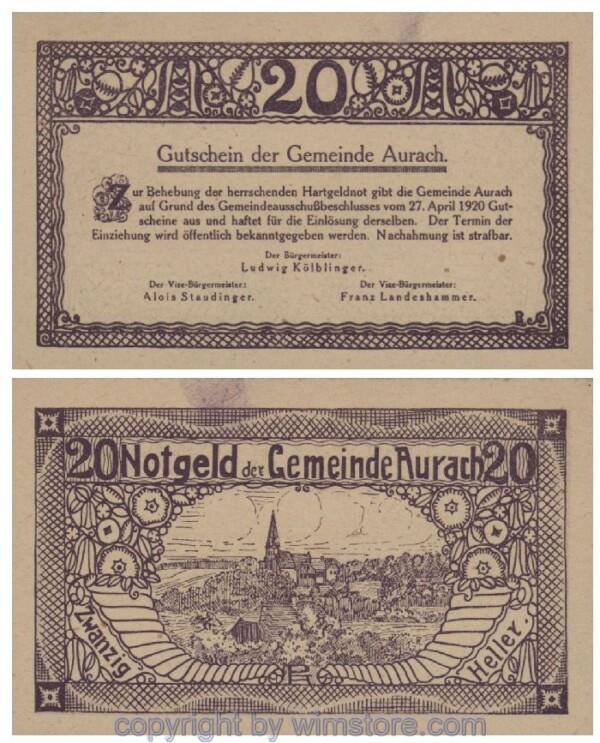 Aurach, G0068a, 20 Heller; 1-
