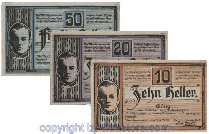 Aurolzmünster, G0069b, Serie 10, 20, 50 Heller; 1-