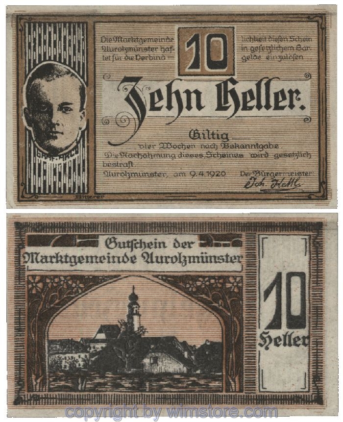 Aurolzmünster, G0069b, 10 Heller, Fehldruck; 1