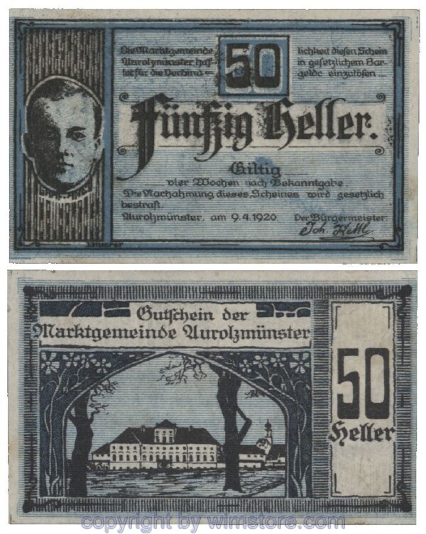 Aurolzmünster, G0069b, 50 Heller, Fehldruck; 1