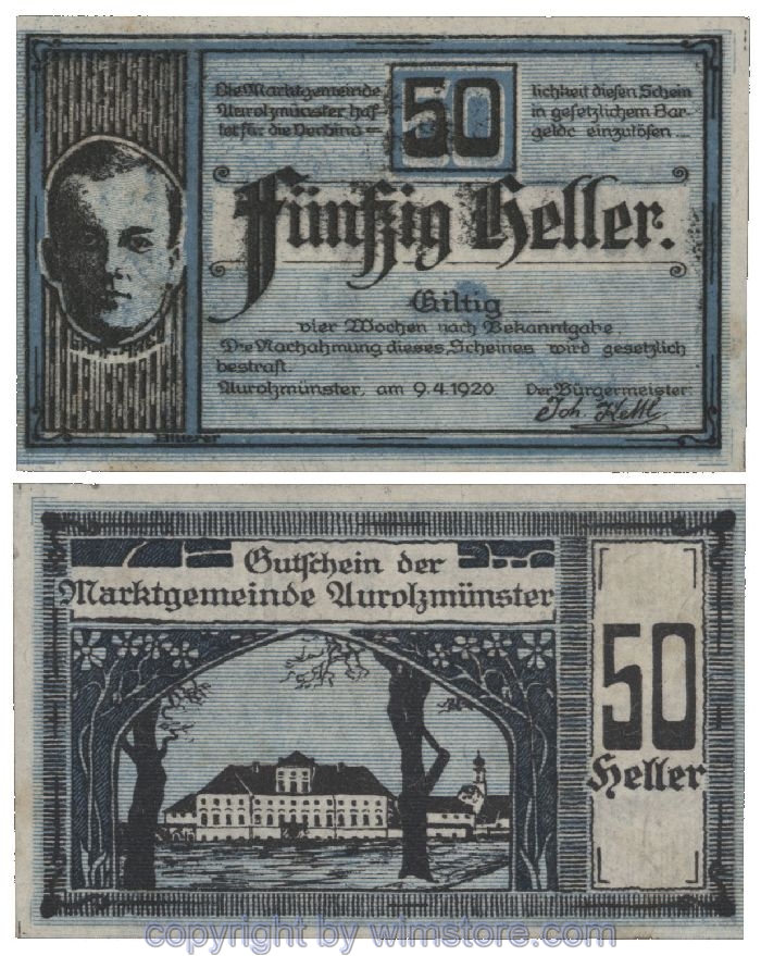 Aurolzmünster, G0069b, 50 Heller, Fehldruck; 1