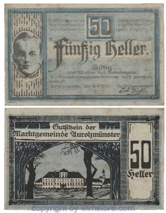 Aurolzmünster, G0069b, 50 Heller, Fehldruck; 1-