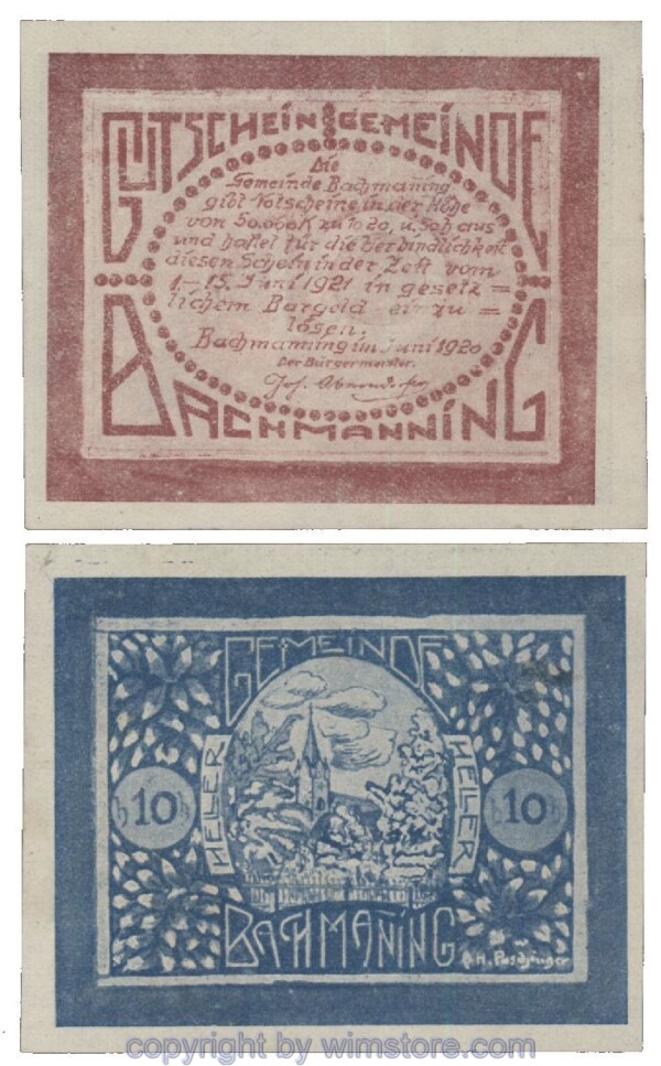 sn101329 Bachmanning, G0072a, 10 Heller, B. blau; 1