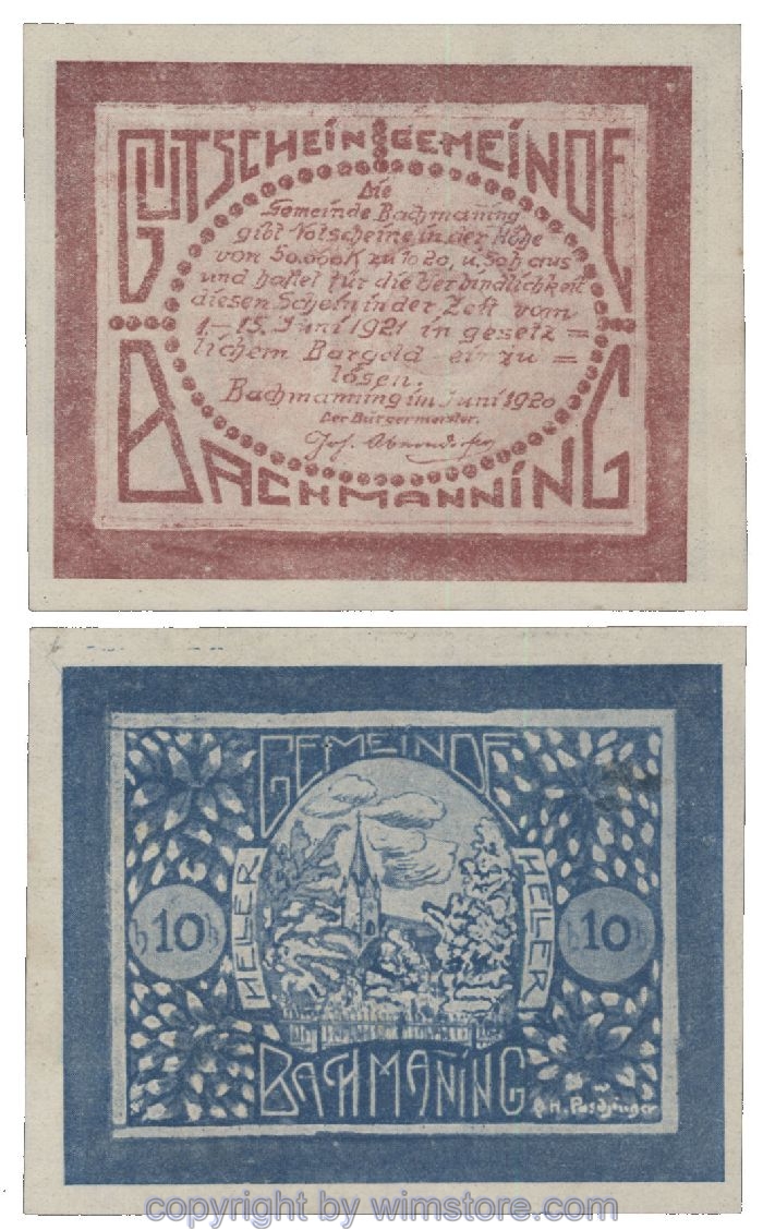 Bachmanning, G0072a, 10 Heller, B. blau; 1