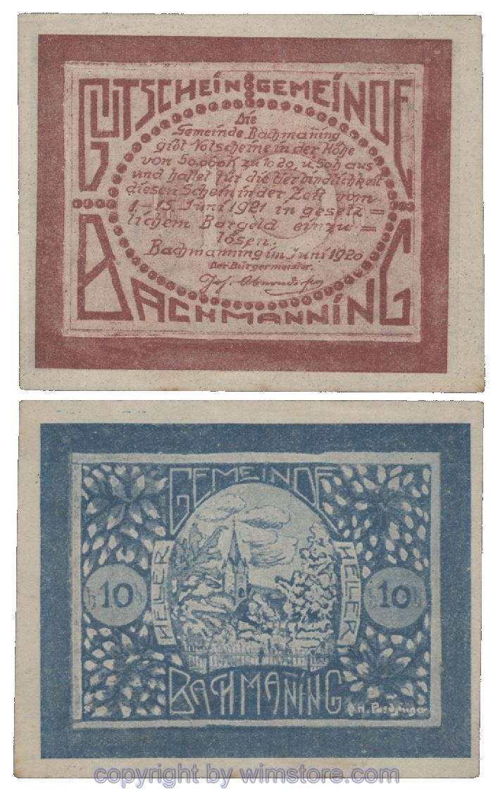 Bachmanning, G0072a, 10 Heller, B. blau; 1-