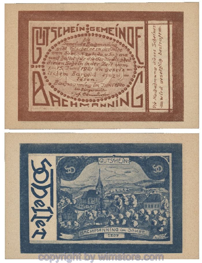 Bachmanning, G0072a, 50 Heller, B. blau; 1