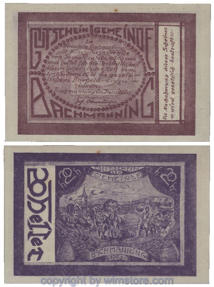 Bachmanning, G0072b, 20 Heller, lila/vio; 1-