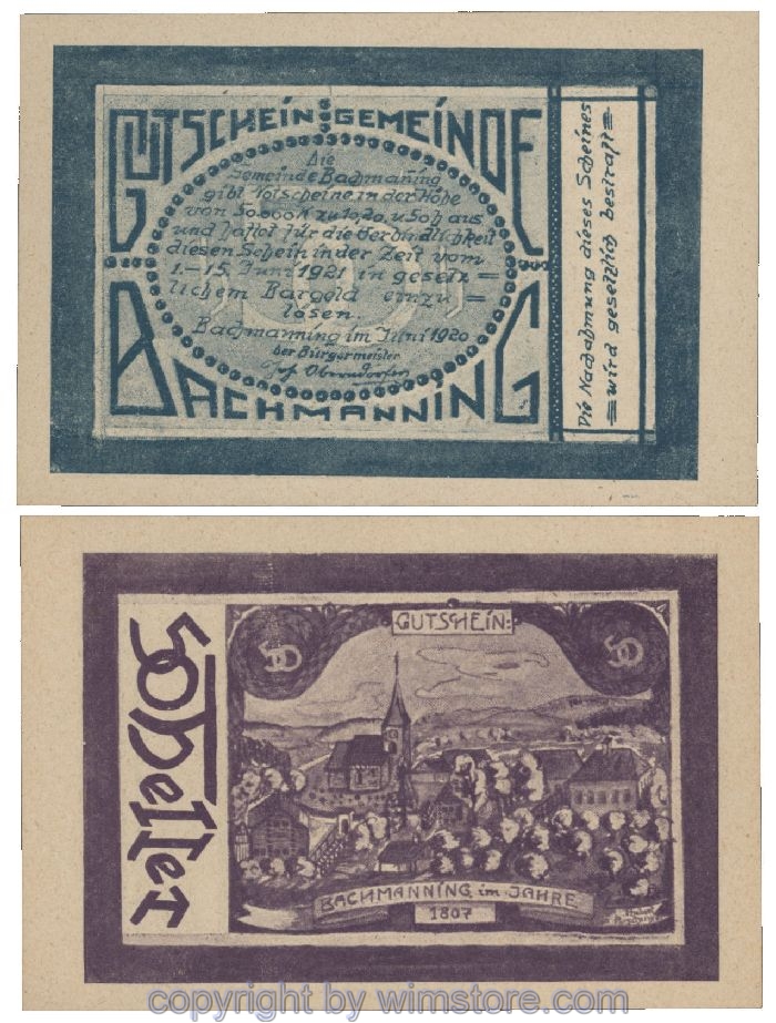 Bachmanning, G0072c, 50 Heller, bl/vio; 1