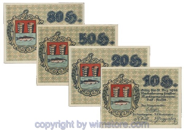 Bad Aussee, G0073, Serie 10, 20, 50, 80 Heller; 1-
