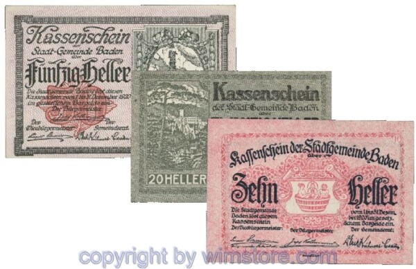 Baden, G0074Ia, Serie 10, 20, 50 Heller; 1-