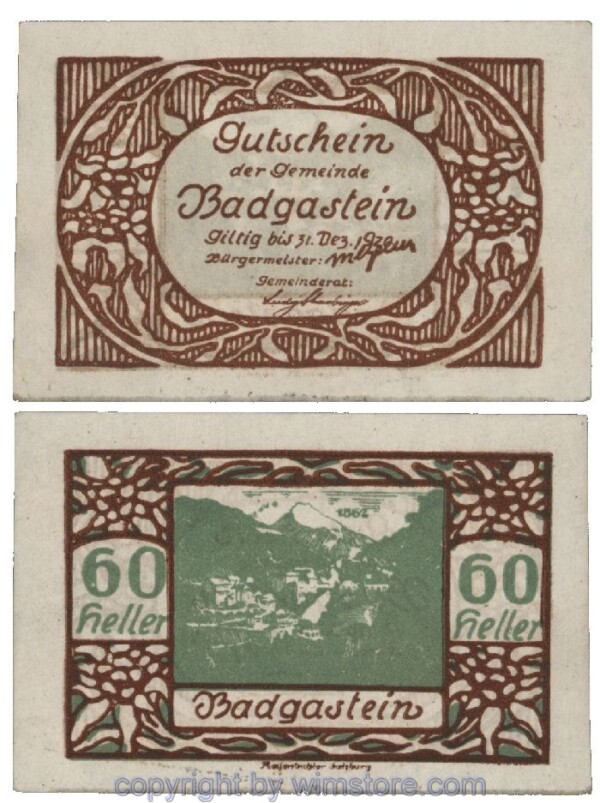 Bad Gastein, G0075Ia, 60 Heller; 1-