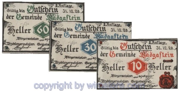 Bad Gastein, G0075IIa, Serie 10, 30, 60 Heller; 1