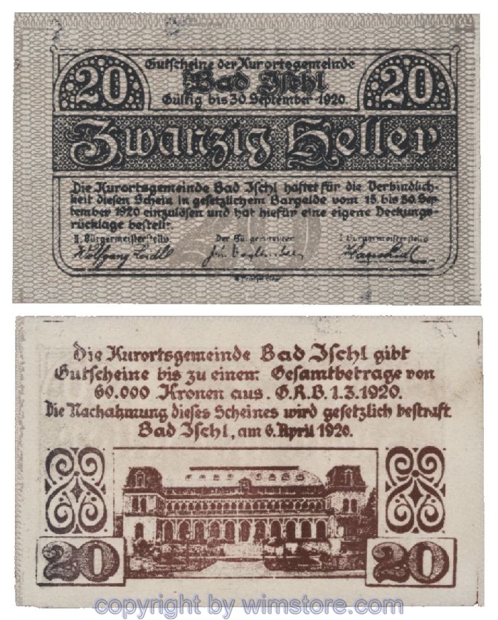 Bad Ischl, G0077a, 20 Heller; 1-