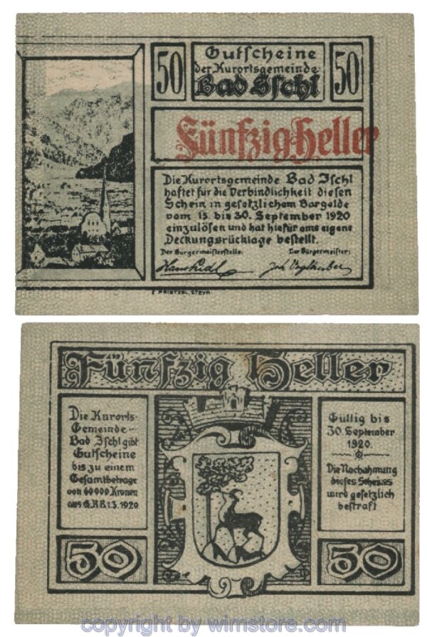 Bad Ischl, G0077a, 50 Heller, Fehldruck; 1-