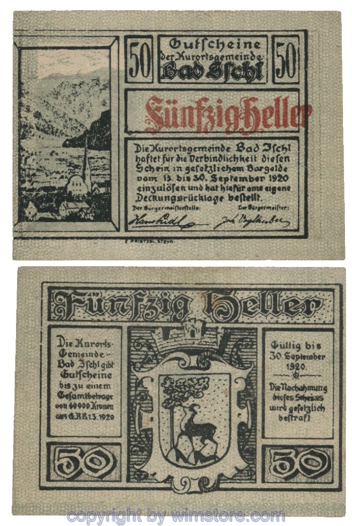 Bad Ischl, G0077a, 50 Heller, Fehldruck; 1-