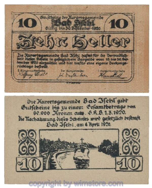 Bad Ischl, G0077c, 10 Heller, gelb; 1