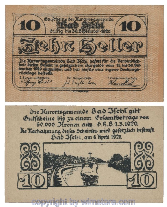 Bad Ischl, G0077c, 10 Heller, gelb; 1
