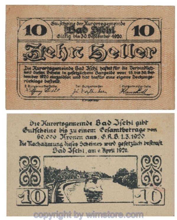 Bad Ischl, G0077c, 10 Heller, gelb; 1-