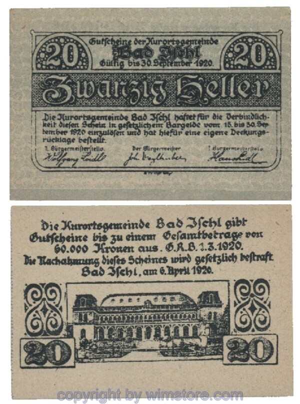 sn101471 Bad Ischl, G0077c, 20 Heller; 1-