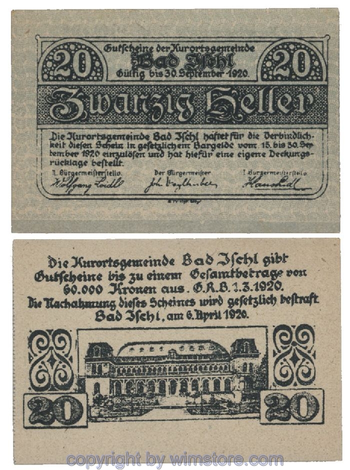 Bad Ischl, G0077c, 20 Heller; 1-