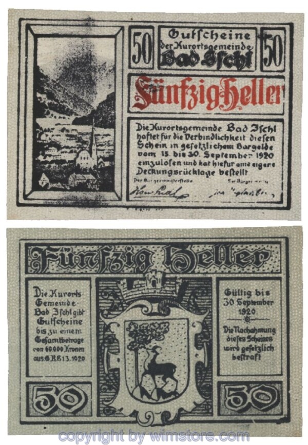 Bad Ischl, G0077c, 50 Heller, Fehldruck; 1