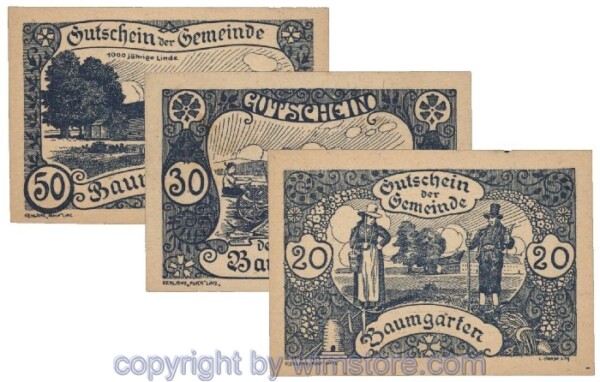 Baumgarten, G0078a, Serie 20, 30, 50 Heller; 1-