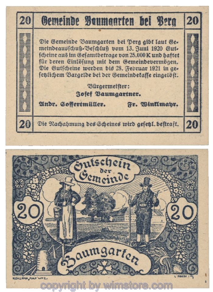 Baumgarten, G0078a, 20 Heller; 1