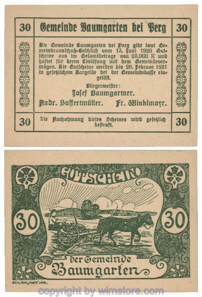 Baumgarten, G0078b, 30 Heller; 1