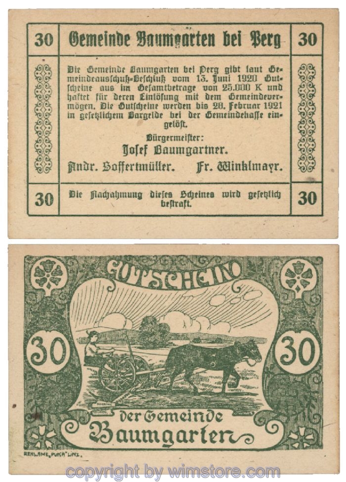 Baumgarten, G0078b, 30 Heller; 1-