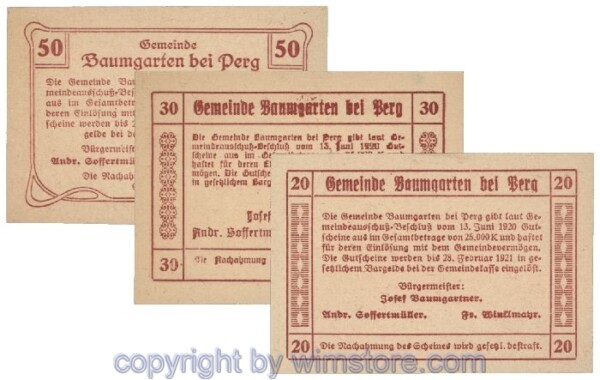 Baumgarten, G0078c, Serie 20, 30, 50 Heller; 1