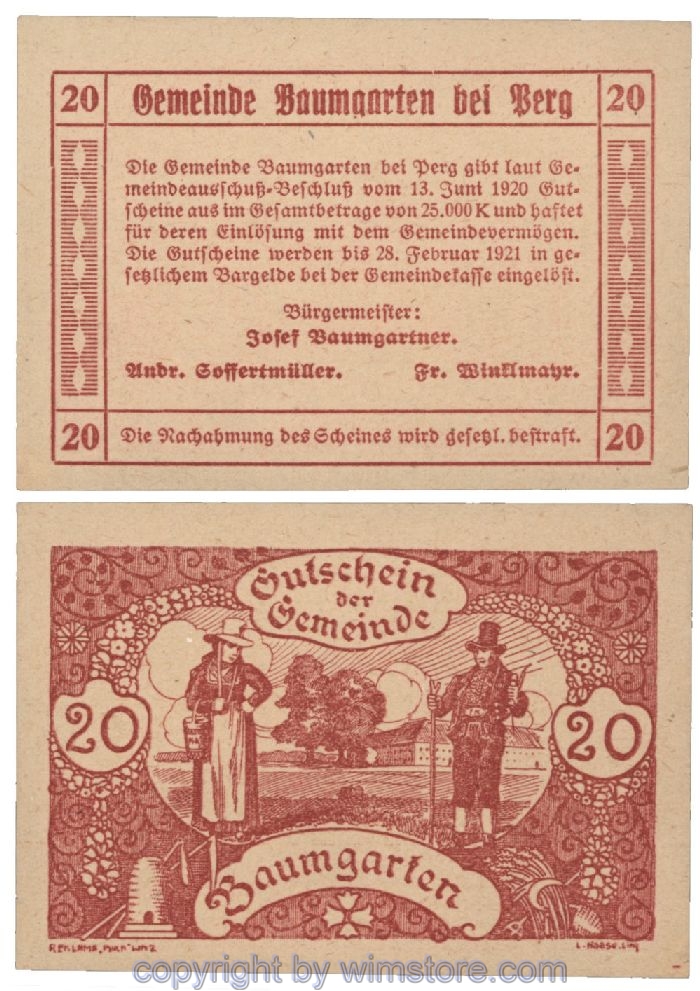 Baumgarten, G0078c, 20 Heller; 1