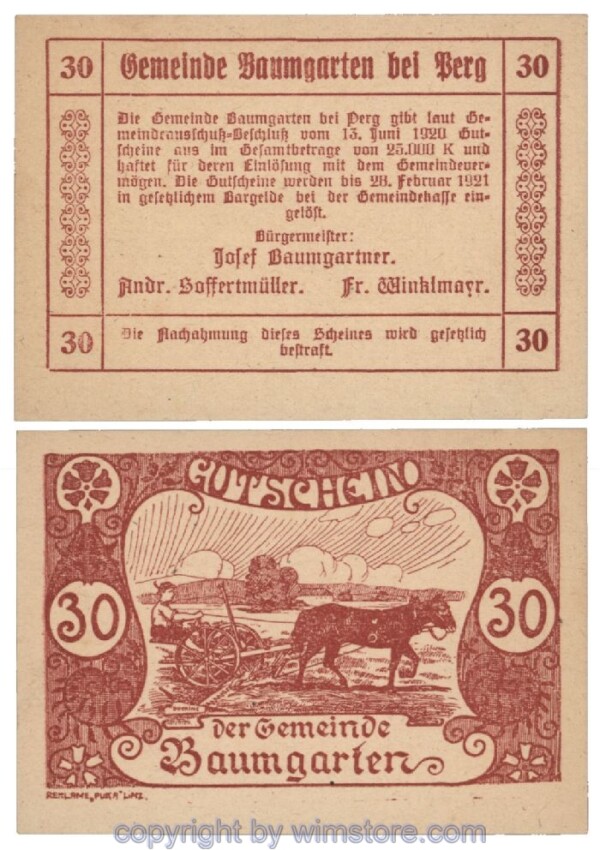 Baumgarten, G0078c, 30 Heller; 1