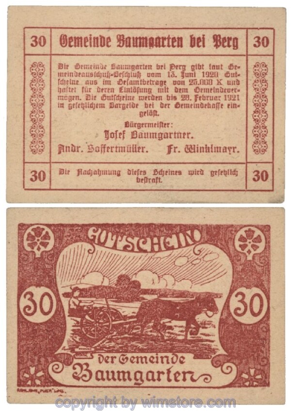 Baumgarten, G0078c, 30 Heller; 1-