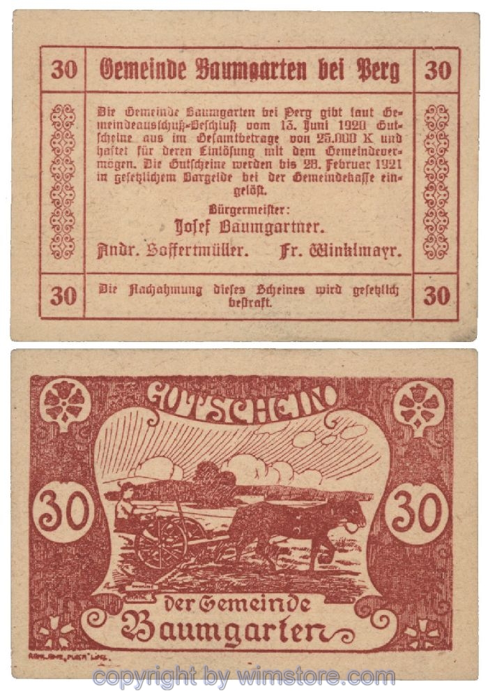 Baumgarten, G0078c, 30 Heller; 1-