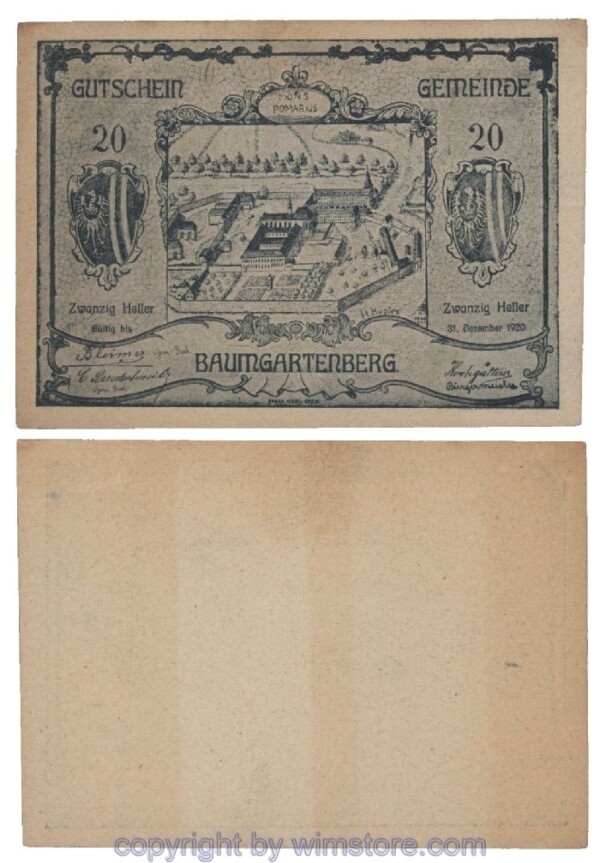 Baumgartenberg, G0079a, 20 Heller; 1-
