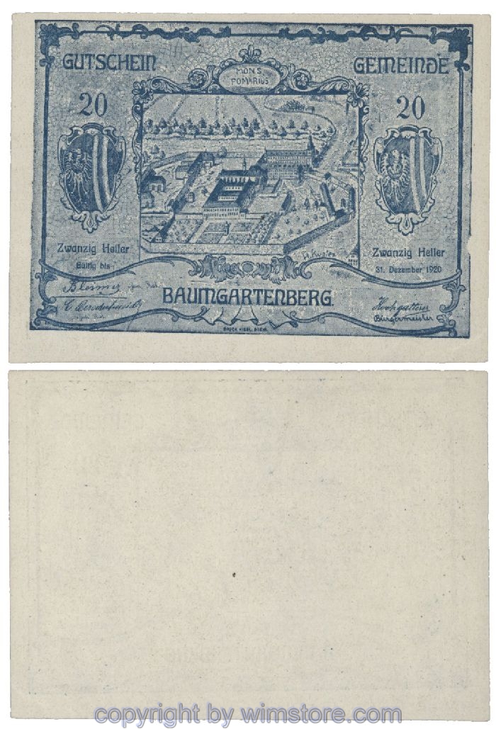 Baumgartenberg, G0079b, 20 Heller, blau; 1