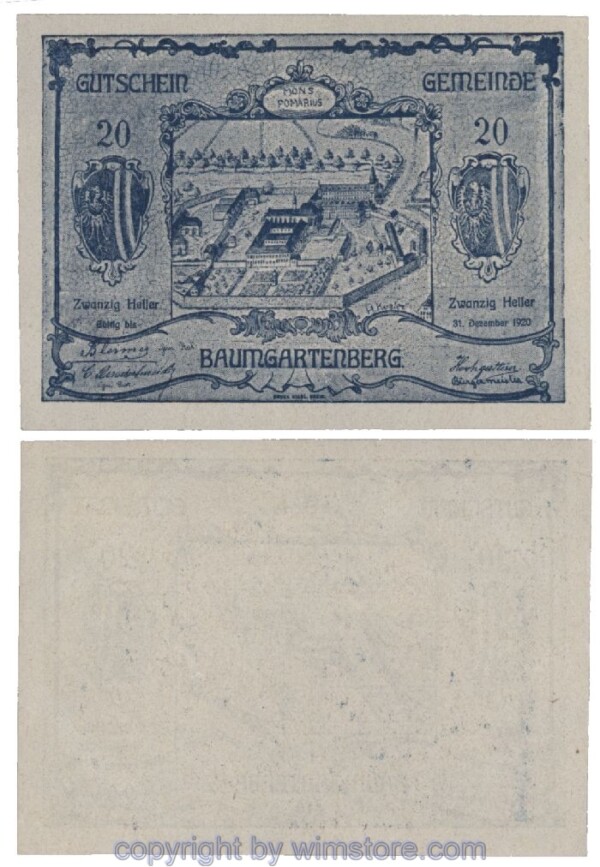 sn101506 Baumgartenberg, G0079b, 20 Heller, blau; 1-