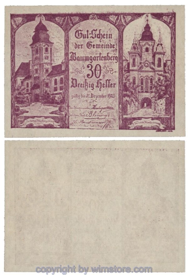 Baumgartenberg, G0079b, 30 Heller, lila; 1