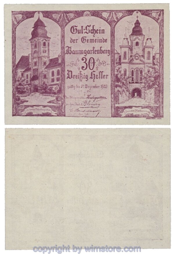 Baumgartenberg, G0079b, 30 Heller, lila; 1-