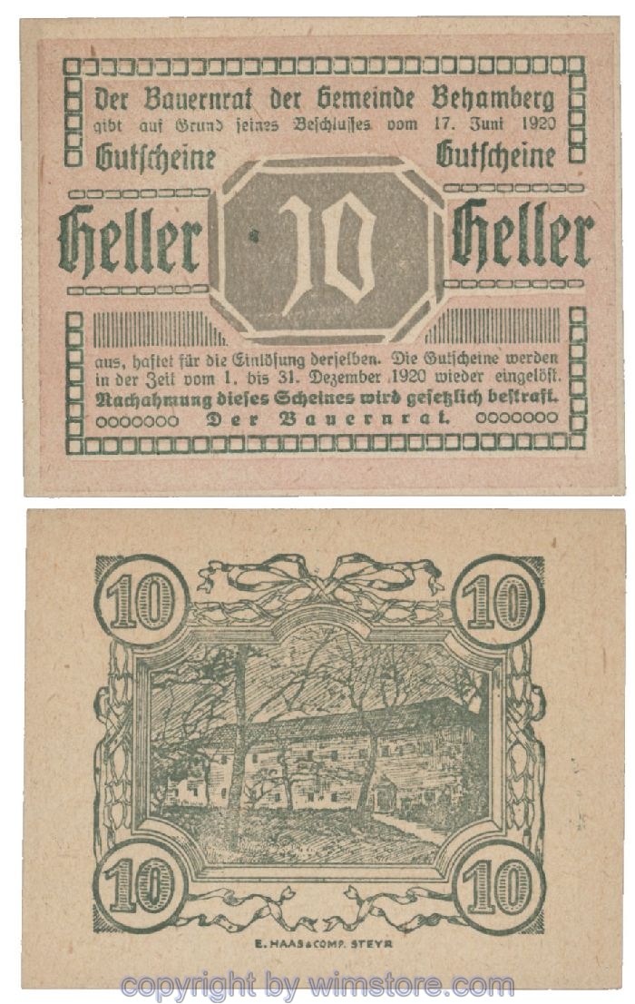 Behamberg, G0080a, 10 Heller, Fehldruck; 1
