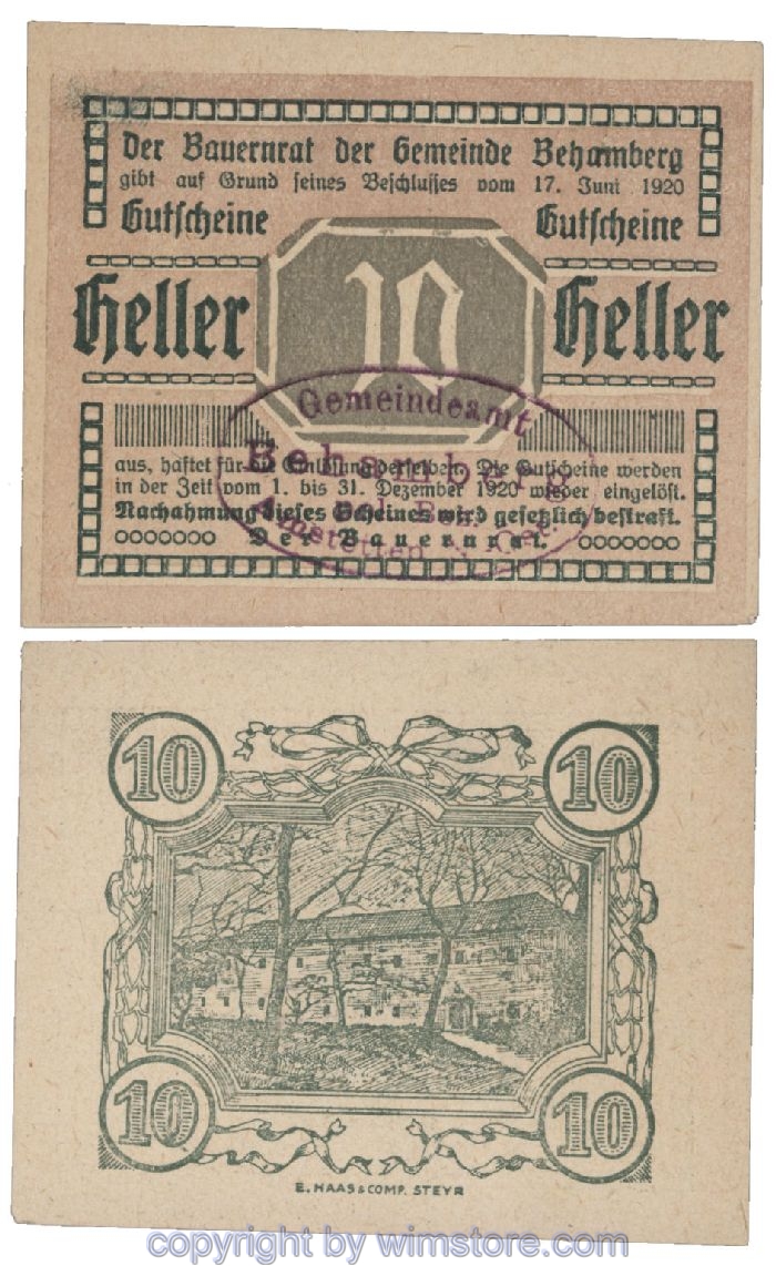 Behamberg, G0080b, 10 Heller, Gemst.  violett; 1