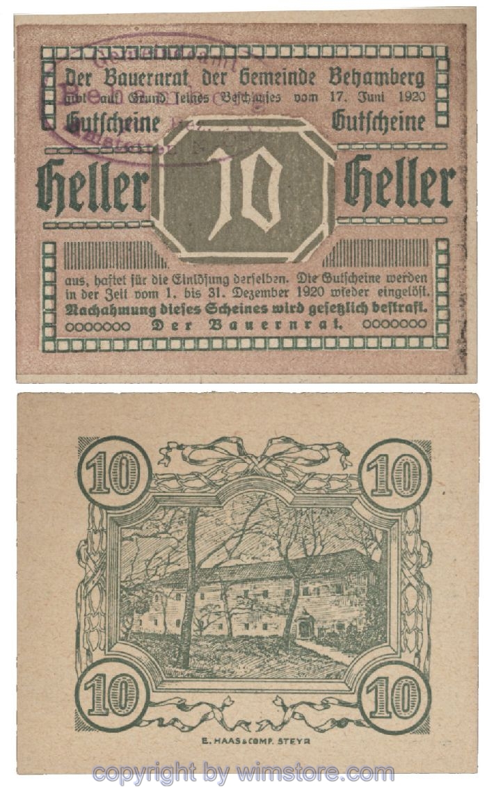 Behamberg, G0080b, 10 Heller, Gemst.  violett; 1