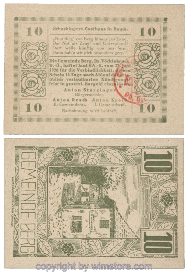 Berg, G0081a, 10 Heller, Gemst., rot; 1