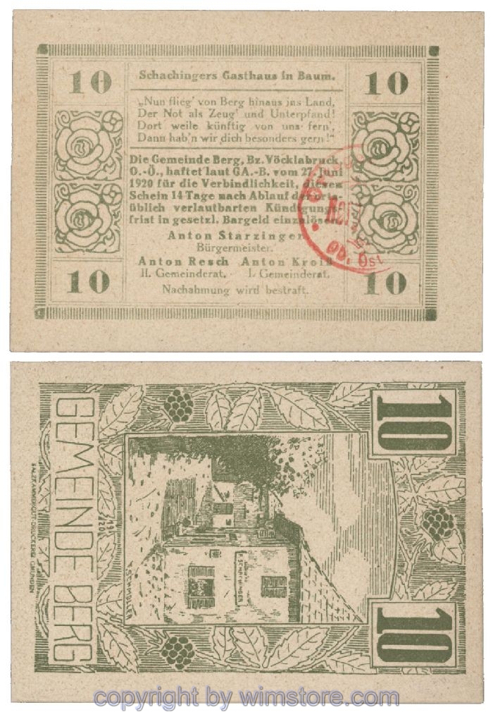 Berg, G0081a, 10 Heller, Gemst., rot; 1